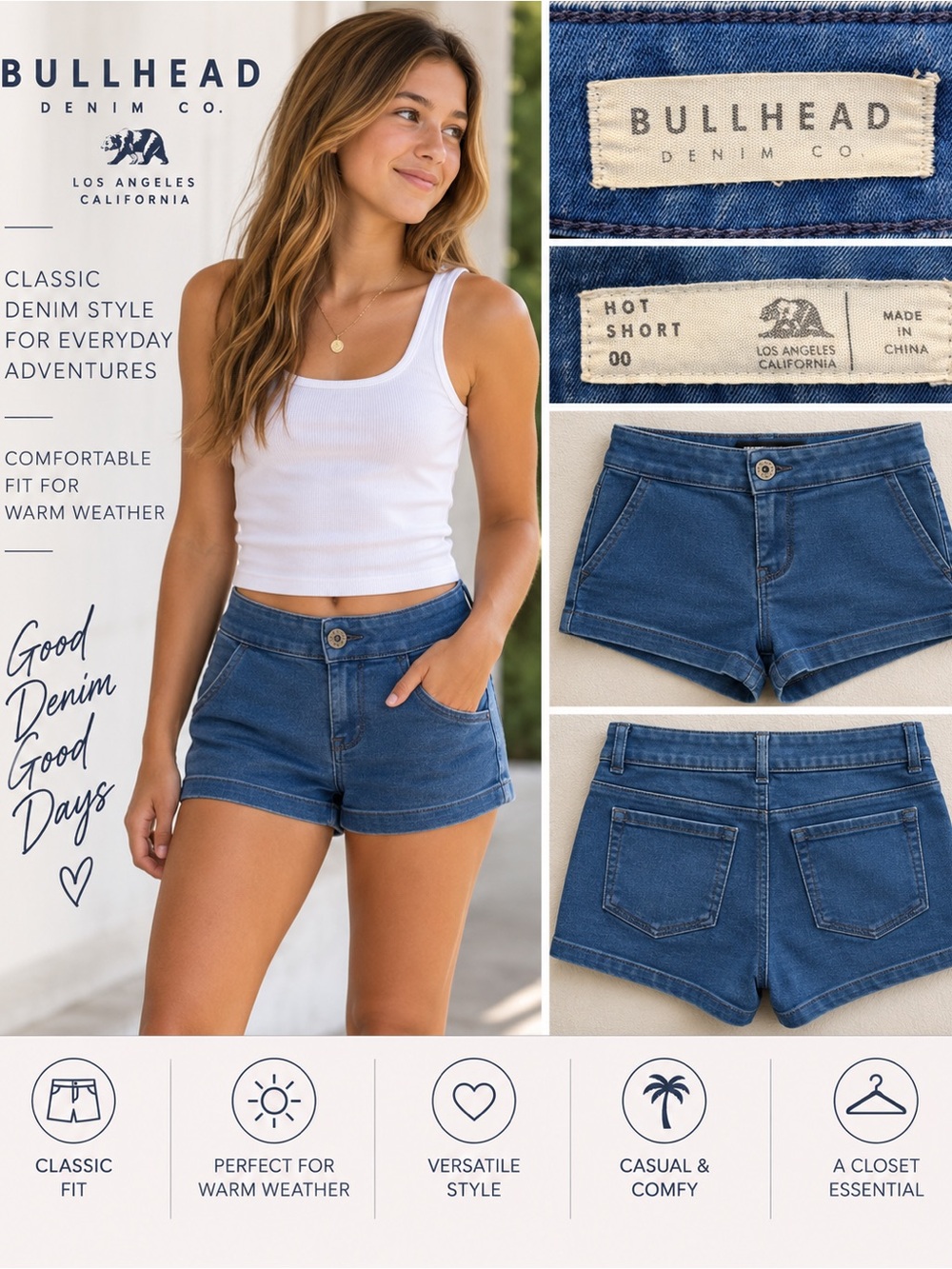 Bullhead Denim Co Hot Short Women’s Size 00 Blue High Rise Denim Shorts
